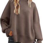 LILLUSORY Women's Oversized Batwing Sweaters 2025 Fall Outfits Trendy Crewneck Knit Side Slit Fashion Pullover Tops
