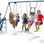 Sportspower Arcadia Swing Set - Outdoor Heavy-Duty Metal Playset for Kids with Slide