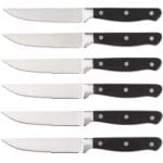Amazon Basics 8-Piece Kitchen Steak Knife Set, 4.5", Black