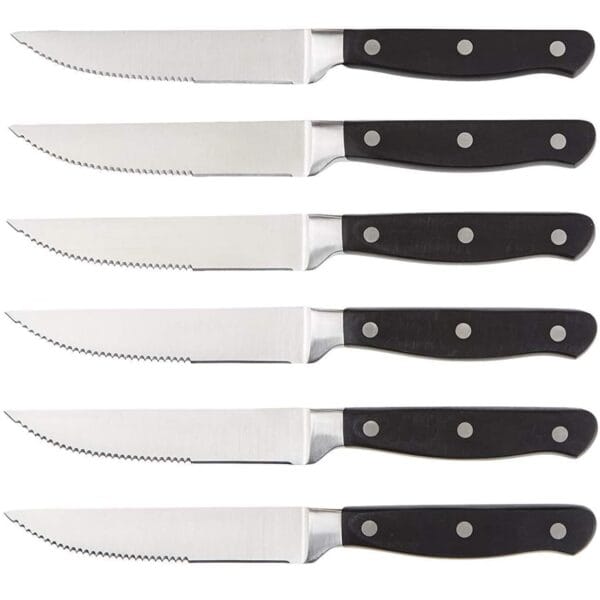 Amazon Basics 8-Piece Kitchen Steak Knife Set, 4.5", Black