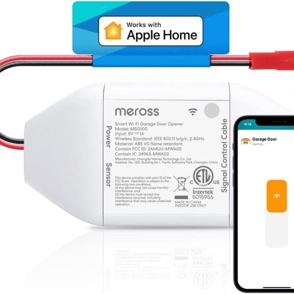 meross Smart Garage Door Opener Remote, Compatible with Apple HomeKit, Amazon Alexa, Google Assistant, SmartThings, Multiple Notification Modes, No Hub Needed