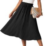 Womens Causal High Waisted Summer Midi Skirts Flowy Palazzo A-Line Long Skirt with Pockets