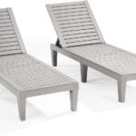 Nestl Patio Chairs - Waterproof Outdoor Chaise Lounge Chair, Set of 2 Adjustable Lawn Chairs, Lightweight Grey Chaise Lounge Outdoor