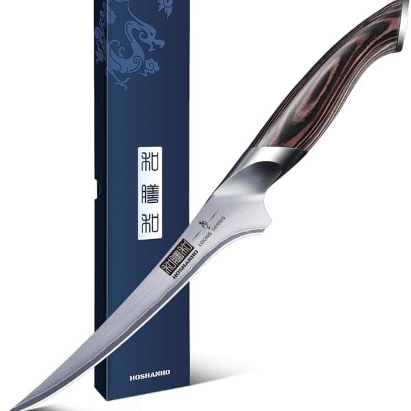 Fillet Knife 7 Inch, Super Sharp Boning Knife in High Carbon Stainless Steel, Professional Japanese Fish Knives for Meat Poultry Cutting