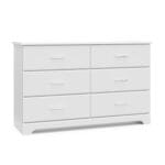 Storkcraft Brookside 6 Drawer Double Dresser (White)  GREENGUARD Gold Certified, Dresser For Nursery, Kids, Chest Of Drawers