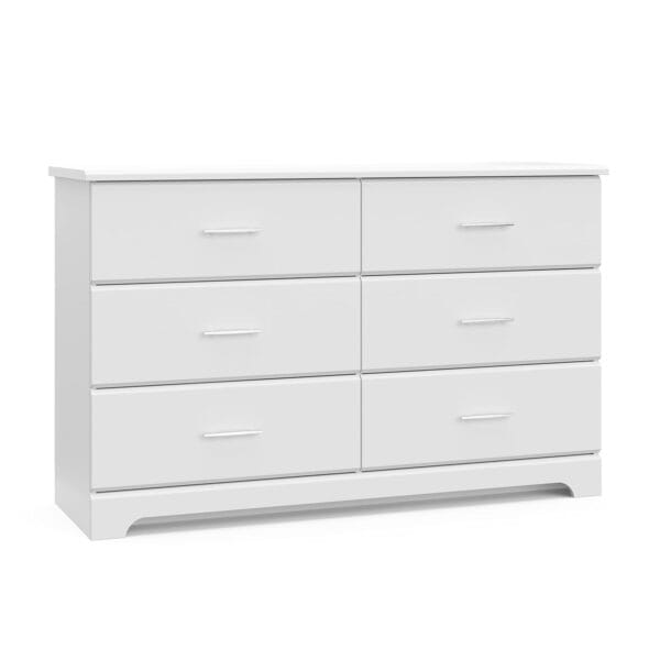Storkcraft Brookside 6 Drawer Double Dresser (White)  GREENGUARD Gold Certified, Dresser For Nursery, Kids, Chest Of Drawers