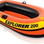 INTEX Explorer Inflatable Boat Series: Dual Air Chambers  Welded Oar Locks  Grab Handles  Bow Rope  Sporty Design