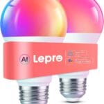 Lepro B1 AI Smart Light Bulbs - WiFi & Bluetooth RGBWW Color Changing LED Bulb Compatible with Alexa & Google Assistant, AI Generated Lighting LLM, AI Voice Control, Music Sync, 2.4GHz Only, 2 Packs