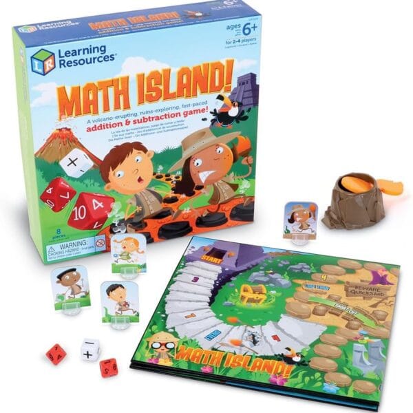 Learning Resources Math Island Addition & Subtraction Game - Math Manipulatives, Educational Board Toys, Classroom Flash Cards, Volcano Toy, STEM Kids, Gifts for Boys and Girls, Montessori
