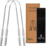 Tongue Scraper for Adults by HOKIN (2Pcs Oral Care Pack) Stainless Steel Tongue Cleaners Reduce Bad Breath 100% Metal Tough Scrapers Men and Women Hygiene Product