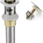 Bathroom Sink Drain,Drain Stopper Bathroom Sink with Overflow,Pop Up Drain Assembly with Detachable Strainer Basket,Built-in Anti-Clogging Strainer,Stainless Steel Brushed Nickel