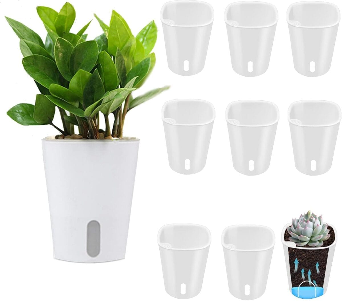 3" Self Watering Pots - 10 Sets Planter Pots for Indoor Plants With Water Level Indicator and Multiple Vents - for House Plants, Flowers, Herbs