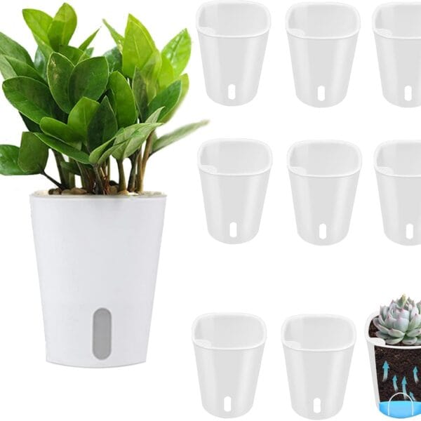 3" Self Watering Pots - 10 Sets Planter Pots for Indoor Plants With Water Level Indicator and Multiple Vents - for House Plants, Flowers, Herbs