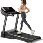 UMAY Fitness Home Folding Incline Treadmill with Pulse Sensors, 3.0 HP Quiet Brushless, 300 lbs Capacity (Black or Gray)