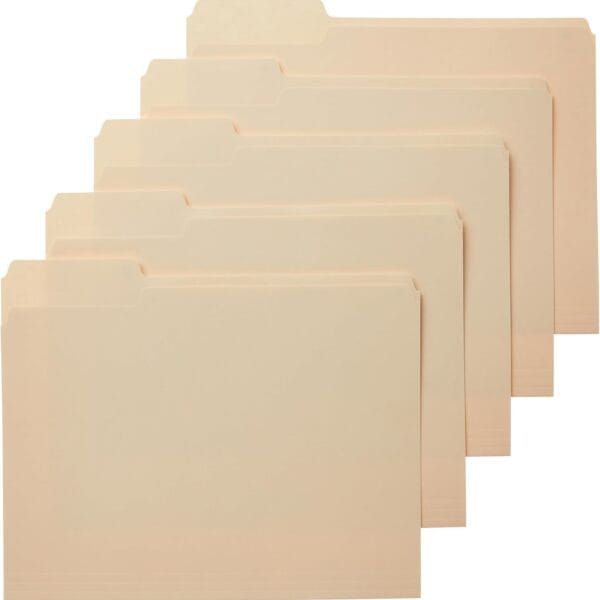 Amazon Basics 1/3-Cut Tab, Assorted Positions File Folders, Letter Size, Manila - Pack of 100