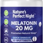Nature's Perfect Night | Melatonin 20mg | 180 Quick Dissolve Tablets | Natural Mixed Berry Flavor |High Potency | Sugar Free | Vegan | Gluten Free | Value Size