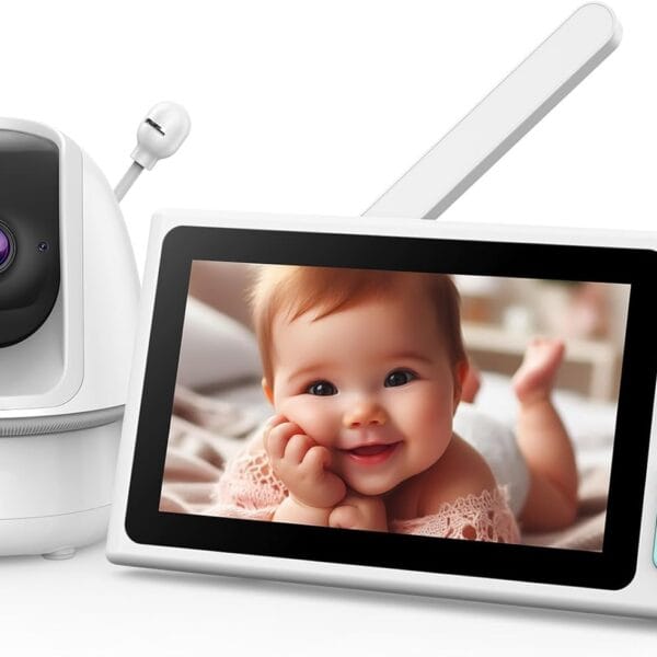 Video Baby Monitor, 2000ft Long Range, Enhanced Signal Stability, No WiFi, 5" HD Screen, 5000mAh, 1080p Camera, Super Clear Night Vision, Pan-Tilt-Zoom, 2-Way Audio, AI Cry & Motion Alarm