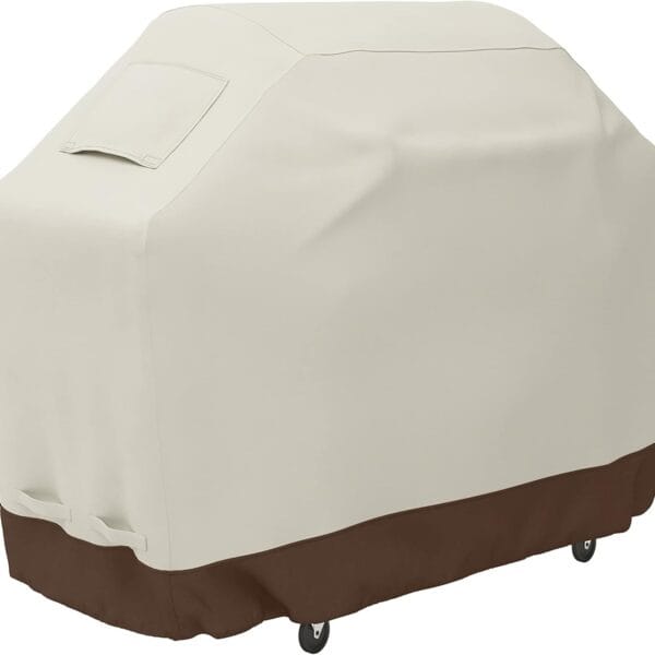 Amazon Basics Gas Grill Barbecue Cover for Outdoor, Waterproof, Anti-UV, Durable, 60 inch, Medium, Beige