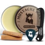Striking Viking Mustache Wax & Comb Kit - 2 Oz, Medium/Strong Hold, Sandalwood Scent, 1 Pocket Comb - Mustache Grooming Kit for Men - Moisturize, Tame & Style - Non-Greasy, with Beeswax