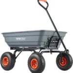 VEVOR 4 Cu.Ft. 600lbs Poly Garden Cart Dump Wagon, Heavy Duty 4 Wheel Wheelbarrow Yard Cart Dump Wagon with 10in All Terrain Wheels, Steel Frame and Quick Release System