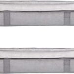 Amazon Basics Under Bed Fabric Zipper Blanket Storage Container Bags with Window and Handles, 2-Pack, 18 x 42 x 6 inches, Gray