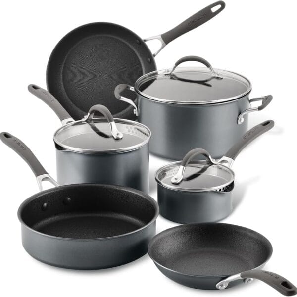 Circulon A1 Series with ScratchDefense Technology Nonstick Induction Cookware/Pots and Pans Set, 9 Piece, Graphite