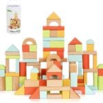 100pcs Building Blocks for Toddlers 1-3, Wooden Blocks for Kids with Storage Bucket and Shape Sorter Lid, Montessori Toys for 1 2 3 Year Old, Learning Toys for Preschool Girls and Boys