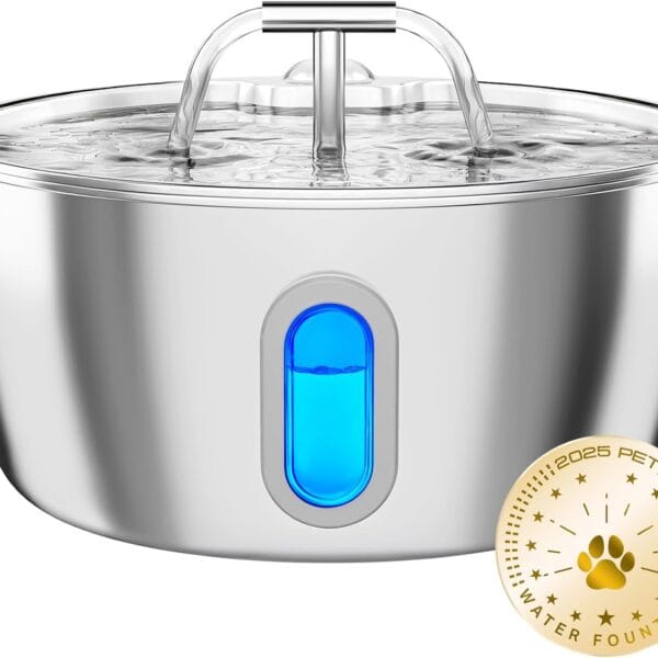 Cat Water Fountain Stainless Steel - 3.2L/108oz Pet Water Fountain for Cats Indoor - Automatic Pet Watering Dispenser (1 Filter)