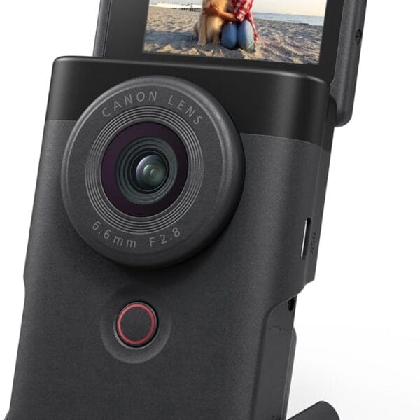 Canon PowerShot V10 Camera, Content Creator Compact Vlogging Camera, Fixed 19mm Wide-Angle Lens, 4K Video, Face Detection, Built-in Microphone, Live Streaming, Built-in Stand, Black