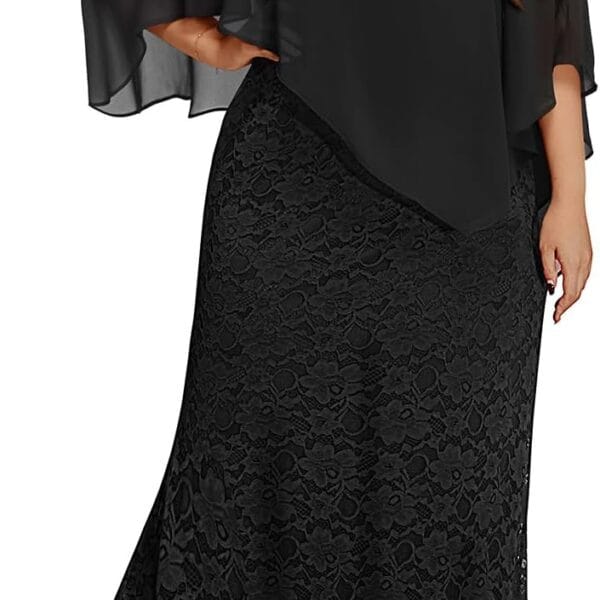 Women's Plus Size Cape Dress with Chiffon Overlay Gown Formal Evening Lace Long Mermaid Dresses 2025