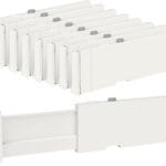Vtopmart Drawer Dividers for Clothes 8 Pack, Adjustable 4" High Expandable from 11.6"-17" Dresser Drawer Organizer, Plastic Drawers Separators for Dresser, Baby Clothes, Kitchen and Office Storage