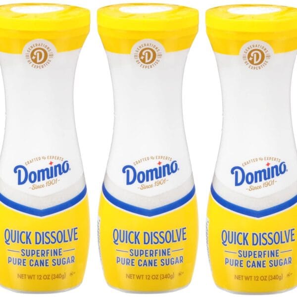 Domino Quick Dissolve Pure Cane Superfine Sugar, 12 OZ Flip Top Canister (Pack of 3)