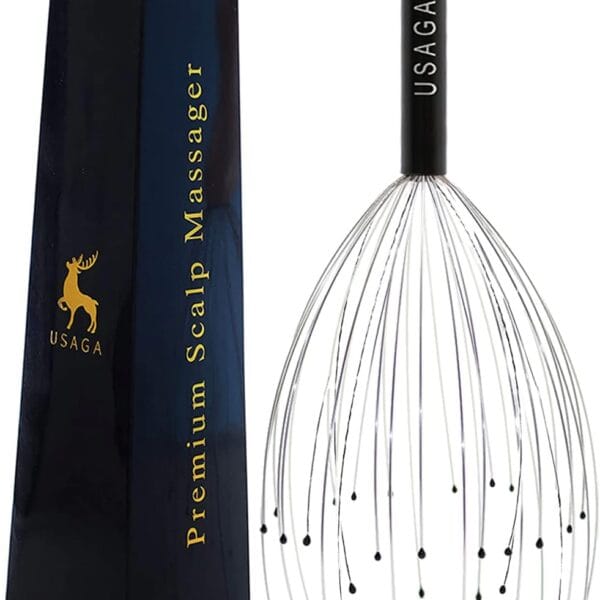 USAGA 36 Fingers Head Massager Scalp Massager Head Scratcher for Scalp Body Relaxing (Black)