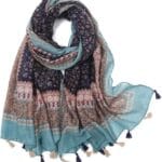 Yeieeo Boho Scarf for Women Lightweight Floral Printed Scarf Fall Winter Fashion Fringed Shawl
