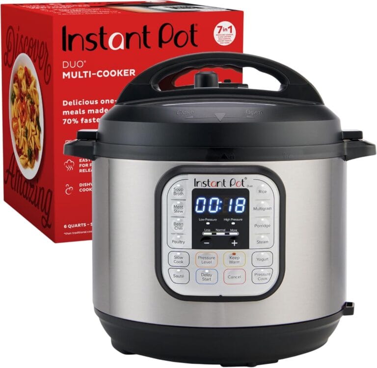 Instant Pot Duo 7-in-1 Electric Pressure Cooker, Slow Cooker, Rice Cooker, Steamer, Saut, Yogurt Maker, Warmer & Sterilizer, Includes App With Over 800 Recipes, Stainless Steel, 6 Quart