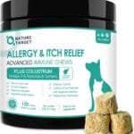 Dog Allergy Relief Freeze Dried Chews, with Probiotics, Colostrum for Immune Health, Anti Itch & Seasonal Allergies & Scratching, Omega 3 for Skin & Coat Health, Stop Pawlicking, Hot Spots, Shedding