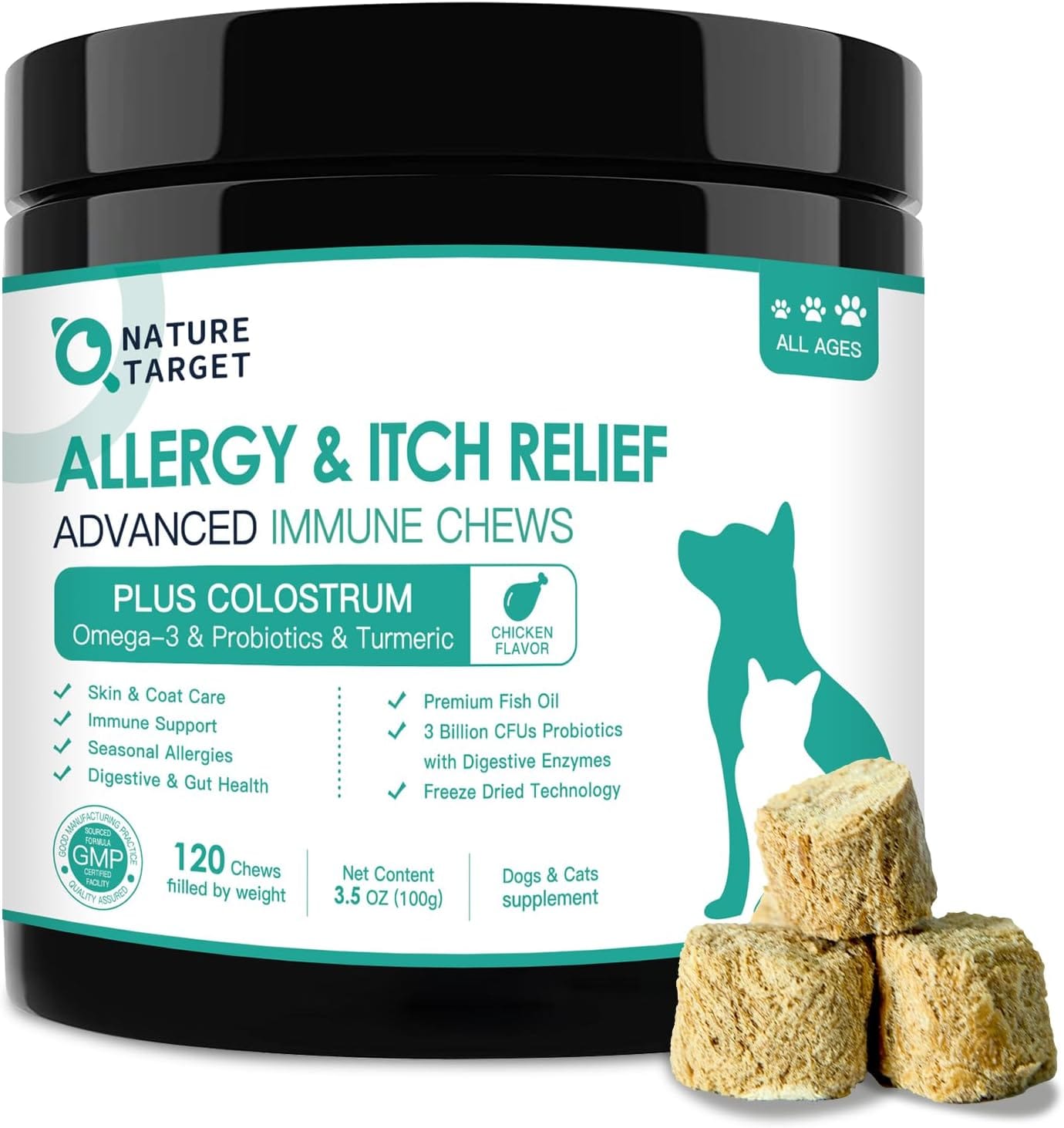 Dog Allergy Relief Freeze Dried Chews, With Probiotics, Colostrum For Immune Health, Anti Itch & Seasonal Allergies & Scratching, Omega 3 For Skin & Coat Health, Stop Pawlicking, Hot Spots, Shedding Dog Allergy Relief Freeze Dried Chews, with Probiotics, Colostrum for Immune Health, Anti Itch & Seasonal Allergies & Scratching, Omega 3 for Skin & Coat Health, Stop Pawlicking, Hot Spots, Shedding
