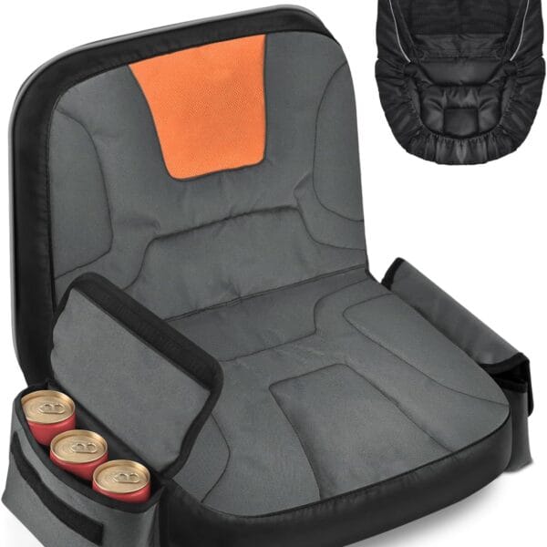 PACETAP Tractor Seat Cover with Drink Pouch, Heavy Duty 600D Oxford Waterproof Riding Lawn Mower Seat Cover Fits Kubota, for Cub Cadet, for Ford, for Mahindra, for Husqvarna (Medium)