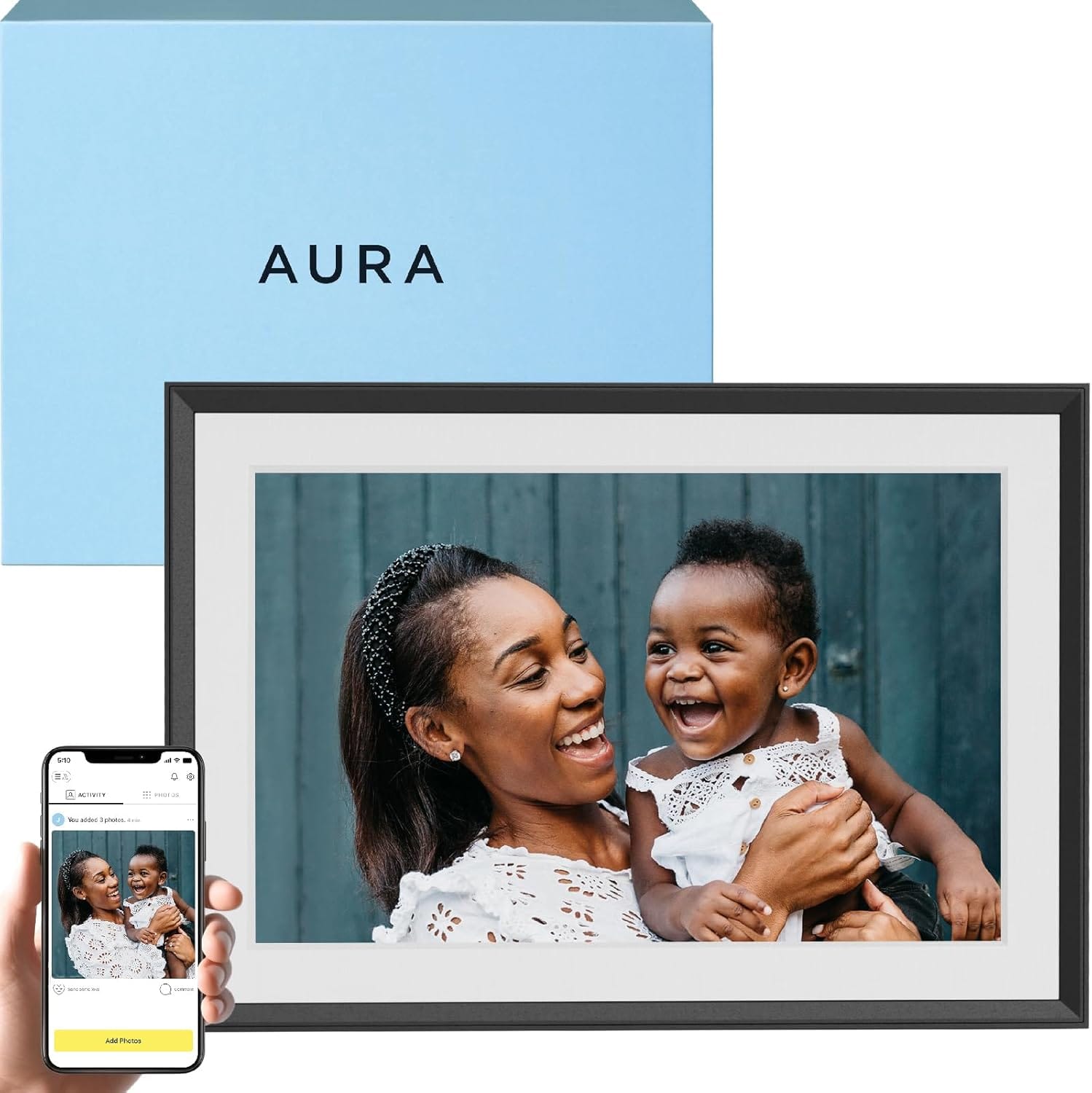 Aura Digital Picture Frame 10.1" HD Mat Display | Wirecutter's Best Digital Frame For Gifting Send Photos Directly From Your Phone From Anywhere | Quick & Easy Setup Over WiFi Free App | Black Aura Digital Picture Frame - 10.1" HD Mat Display | Wirecutter's Best Digital Frame for Gifting - Send Photos Directly from Your Phone from Anywhere | Quick & Easy Setup Over WiFi - Free App | Black