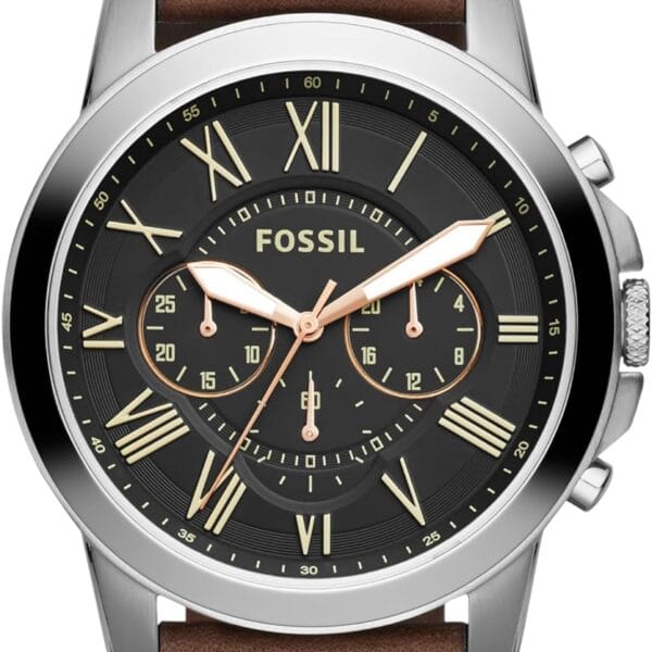 Fossil Men's Grant Quartz Stainless Steel and Leather Chronograph Watch