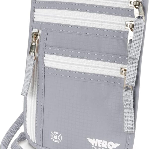 HERO Neck Wallet, RFID Blocking Passport Holder, Easy to Conceal and Pouch