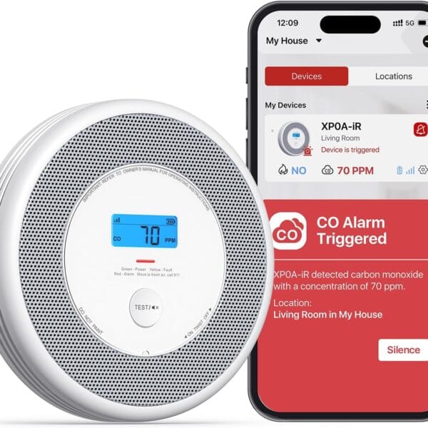 X-Sense Smart Smoke Detector and Carbon Monoxide Detector with Voice Location, Wi-Fi Smoke Detector Carbon Monoxide Detector Combo with Real-Time App Notifications, XP0A-iR, 1-Pack