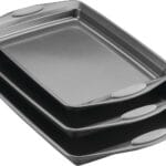 Rachael Ray Nonstick Bakeware Set with Grips, Nonstick Cookie Sheets / Baking Sheets - 3 Piece, Gray with Sea Salt Gray Grips