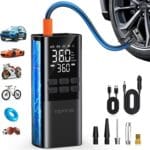Tire Inflator Portable Air Compressor - Air Pump for Car Tires 150PSI &15000 mAh Battery, Portable Tire Inflator for Car with Pressure Gauge, Tire Inflator with LED Light, for Bike, Motorcycle, Balls