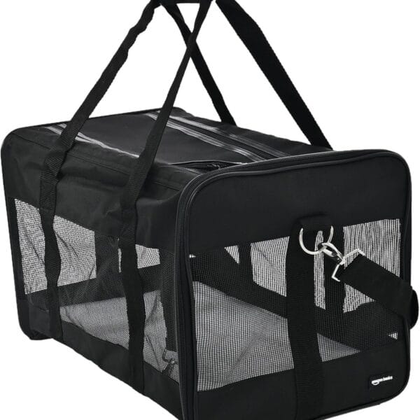 Amazon Basics Soft-Sided Mesh Pet Travel Carrier for Dog, Cat, up to 22 pounds, 19.7" L x 12" W x 12" H, Black
