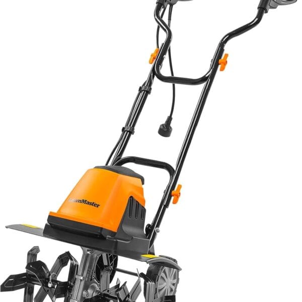 LawnMaster TE1318W1 Corded Electric Tiller 13.5-Amp 18-Inch Orange