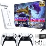 Wireless Retro Game Stick, 64GB Game Console Built-in 23 Emulators with 20,000+ Classic Games, Support 4k HDMI Output, Upgraded Dual 2.4G Wireless Controllers, Plug & Play TV Video Gaming Stick