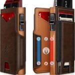 Wallet for Men Wallet with Slim Pop Up Card Holder 9-13 Cards, Bifold Minimalist Smart Wallet RFID Blocking Credit Card Holder with ID Window & Stretchable Cash Slot Compact Metal Aluminum Card Case