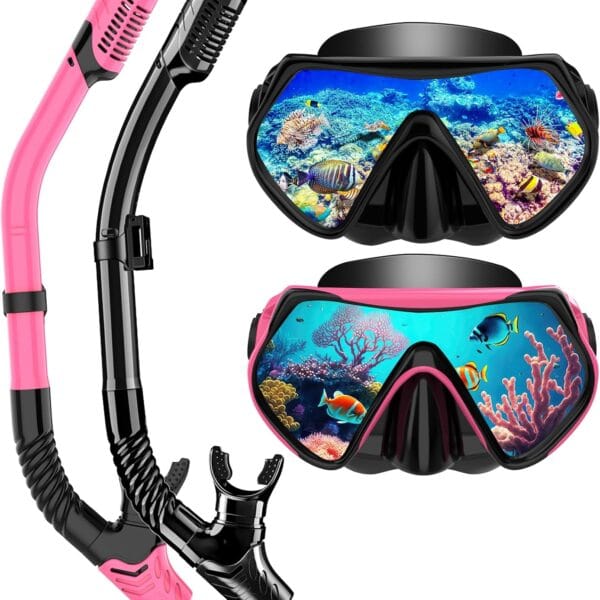 Snorkeling Gear for Adults, Dry-Top Snorkel Set Scuba Diving mask, 180Panoramic Wide View Professional Snorkeling Gear Breathing Freely Snorkel Mask