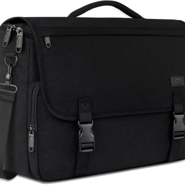 MATEIN Messenger Bag for Men, Briefcases Lightweight Men's Laptop Bag 15.6 inch Water Resistant Crossbody School Satchel Bags Computer Work Office Bag with Shoulder Strap, Black
